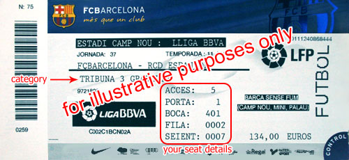 football ticket for an FC Barcelona football match